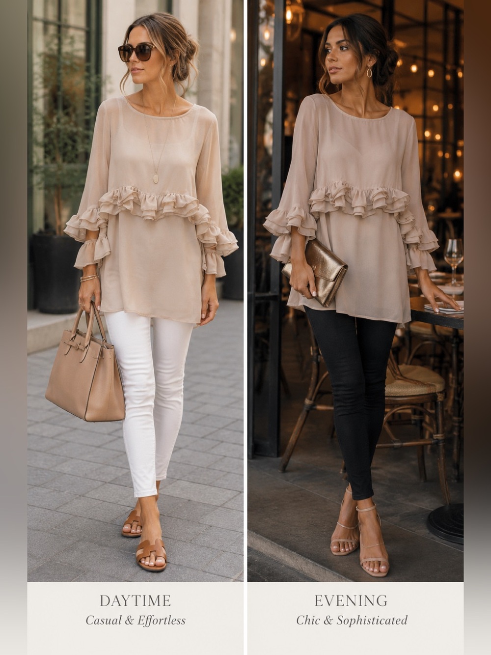 Chloé Silk Ruffle Tunic Blouse Beige Sheer Boho Luxury Designer Top Sz M